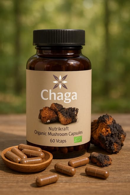 Nutrikraft - Chaga Capsules Bio 450mg 60 Caps - Pot 60 Capsules - Nutrikraft