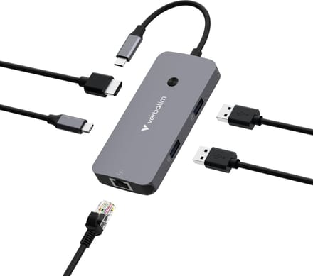 Verbatim Adapterhub USB-C - HDMI/USB-C/Eternet/2xUSB-A 3.0 aluminium/aluminium 32150