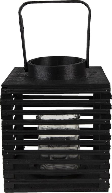 Clayre & Eef Windlicht 17x17x20 cm Zwart Bamboe