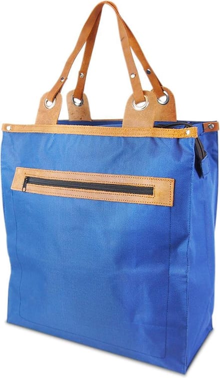 Boodschappentas Blauw - Canvas Boodschappentas - Ritssluiting - Verstevigde Bodem - 27 Liter