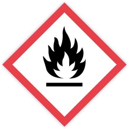 Gevaarsetiketten GHS 02 Ontvlambaar - Flammable - Formaat 25 x 25 cm