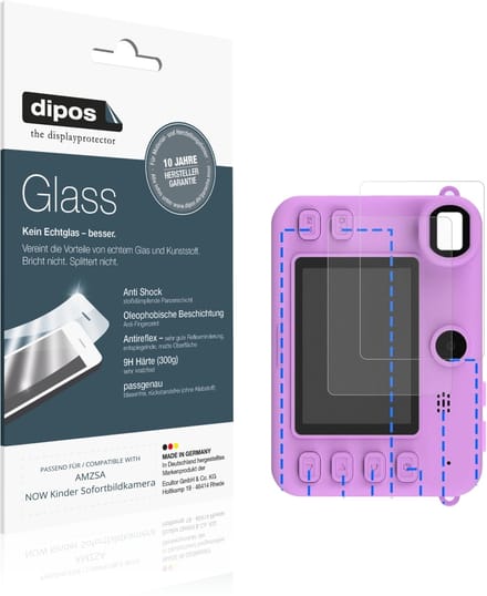 dipos – 2x Matte Pantserfolie geschikt voor AMZSA NOW Kinder Sofortbildkamera | 9H Screenprotector