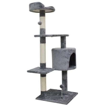 JASPER Kattenboom grijs 40 x 40 x 114 cm - 3 platforms, 1 nis, krabpalen