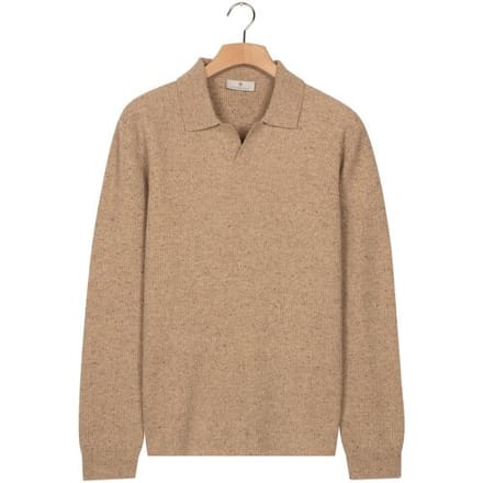 Thomas Maine Trui New England Donegal Merino Wool Structure Knit Licht Beige / male