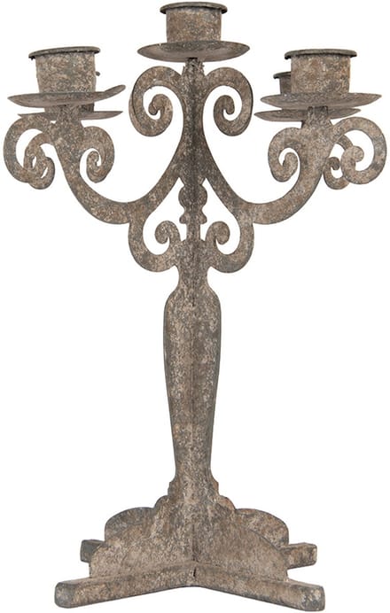Clayre & Eef Kandelaar 26x26x35 cm Grijs Metaal