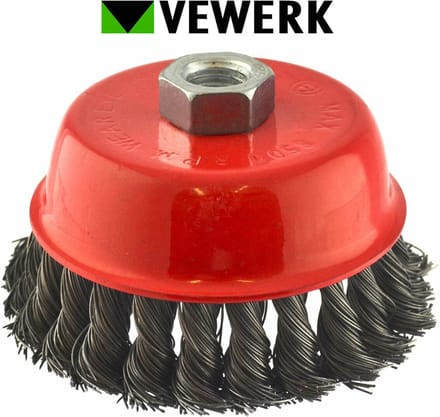 Komborstel / staalborstel 100 mm met getordeerd draad voor haakse slijper