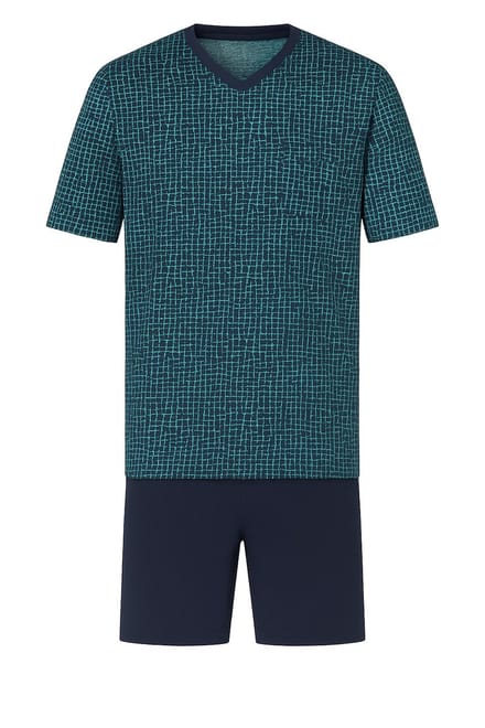 Comte - Heren Shortama - Zomer - Katoen - Grafisch Blauw - Maat L