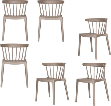 WOOOD Bliss Tuinstoelen - Kunststof - Taupe - Set van 6