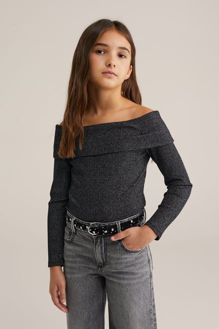 WE Fashion Meisjes top met glittergaren