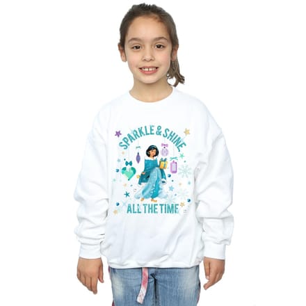 Disney Meisjes Prinses Jasmine schittert en glanst Sweatshirt (Wit)