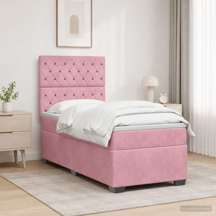vidaXL - Boxspringbed - met - matras - met - hoofdeinde - Roze - 80 - x - 200 - cm - Fluweel