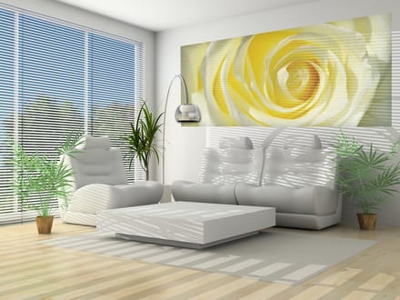 Rose Flower White Yellow Photo Wallcovering