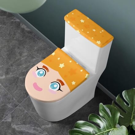 Toiletdeksel Set - Cartoon Print - Badkamer Decoratie - Elastische Rand - Universele Pasvorm