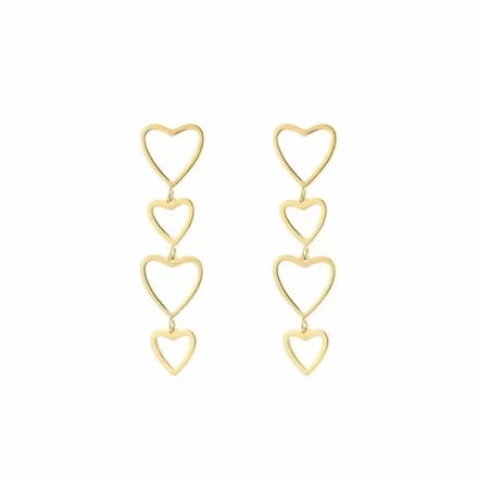 Oorbellen hangers hartjes - goud - stainless steel - waterproof - dames sieraden