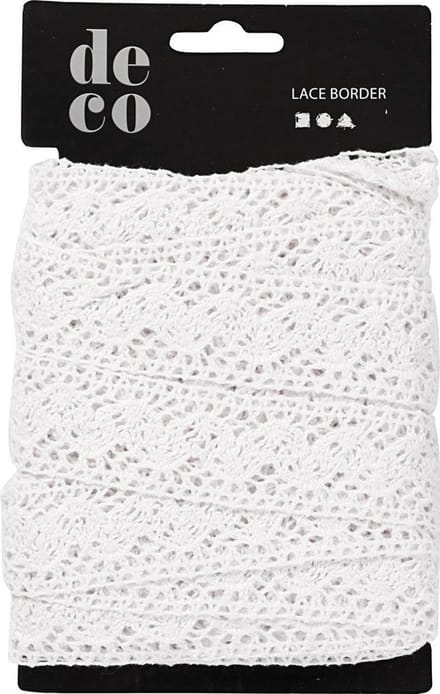 Gehaakt Kanten lint, b: 30 mm, 10 m, wit
