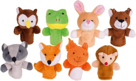 Vingerpopjes: BOSDIEREN SET H7,5-8,5cm, pluche, 8 modellen gemengd, 1+