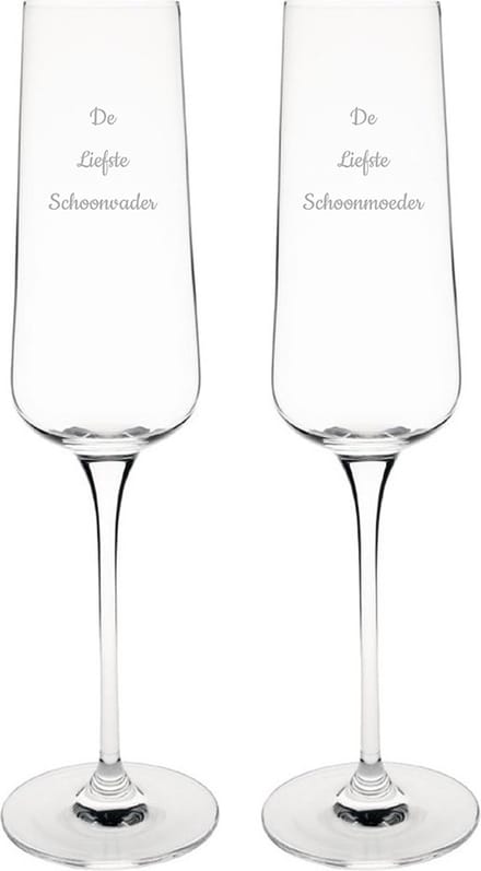 Gegraveerde Champagneglas 27cl De Liefste Schoonvader-De Liefste Schoonmoeder
