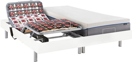 Vente-unique Bed met elektrische lattenbodem hout wit 2 x 90 x 200 cm