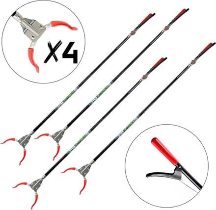 Synx Tools Afvalgrijper 4stuks - met lange steel - 110cm - afvalgrijper voor zwerfvuil - afval grijper