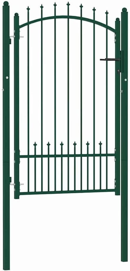 Stevige Tuinpoort met Speerpunten 100x150 cm Groen Staal