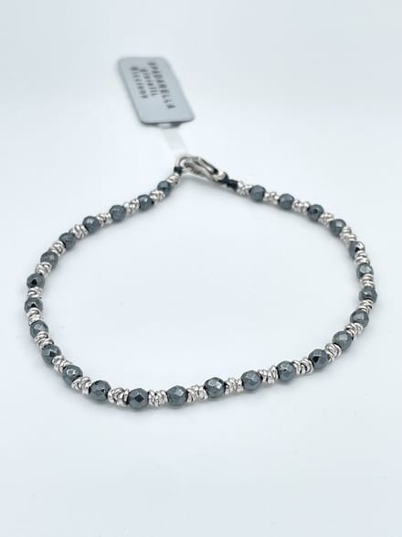 Spadarella Gioielli - SPBR490 - Armband - 925 Zilver - 3mm - Dark hematiet - 19,5 Cm