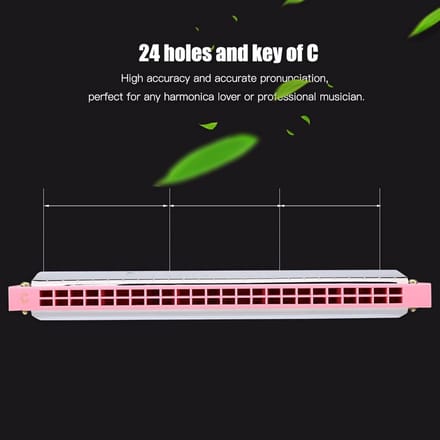Mondharmonica - Speelgoed Harmonica - Muziek Leren - 24 Gaten C Toets - 18cm Lengte - Roze