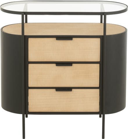 J-Line kast Avy - ijzer - naturel/zwart