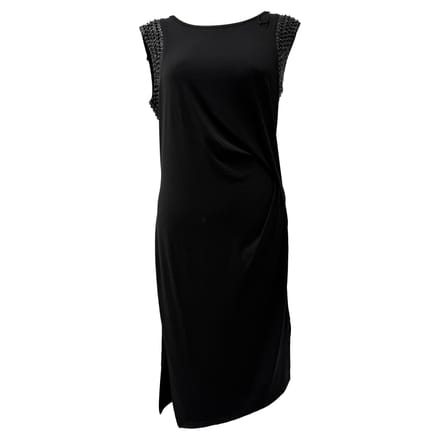 Michael Kors Pailletten- versierde Mouwloze Midi-jurk in Zwarte Polyester
