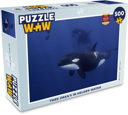 Puzzel Twee orka's in helder water - Legpuzzel - Puzzel 500 stukjes