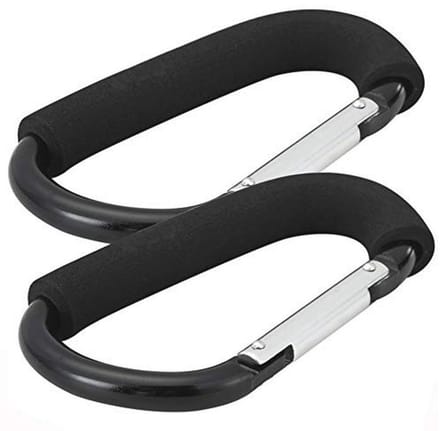 Zwarte 6.3" Buggy Clips voor Pram & Pushchair - 16cm (2 Stuks)