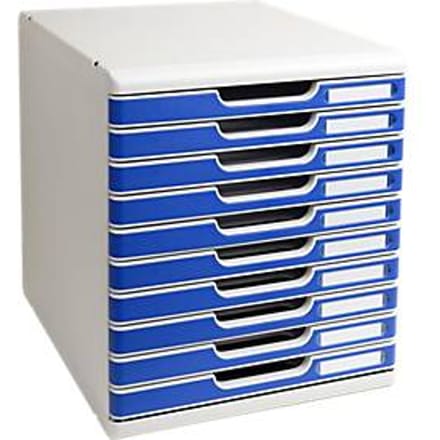 Exacompta MODULO A4-ladebox Office blauw, 10 laden gesloten A4/A4+, geruisloos, veiligheidsstop, stapelbaar