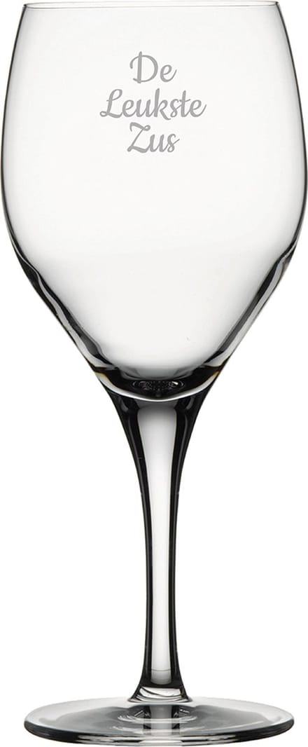 Gegraveerde Rode wijnglas 42,5cl De Leukste Zus