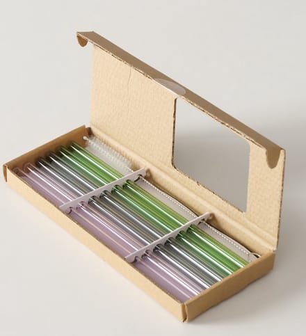Glazen rietjes / herbruikbare rietjes set van 6 stuks
