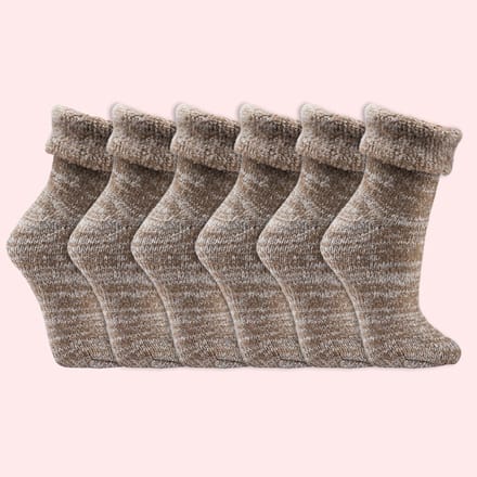 Wollen sokken | Thermo sokken | Kleur: Beige | Diverse maten | 6 paar