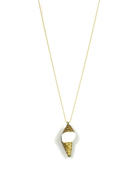 Heaven Eleven - ballchain 2mm verguld DQ - Shankha tibebetaanse schelp- 74cm