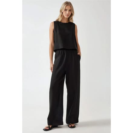 Linnen Voel Blouse & Elastische Taille Broek Tweedelige Coördinatie Set