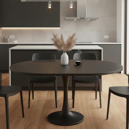 Eettafel Ovaal - Eetkamertafel Tafel - Samen Eten - Uitschuifbaar Lengte - 140 cm - Zwart