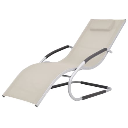 vidaXL - Ligbed - met - kussen - aluminium - en - textileen - crème