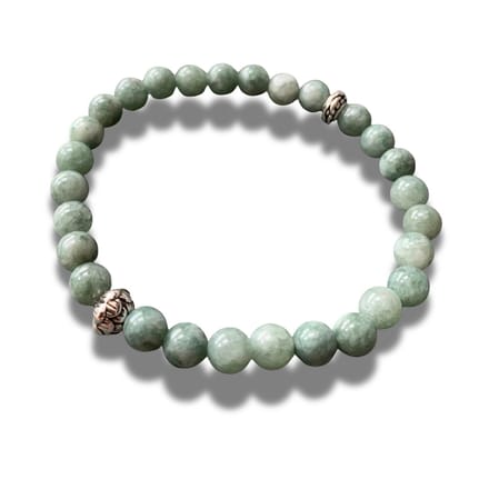 Armband - natuursteen - Jade - 18 cm 6 mm - zilverkleurige elementen