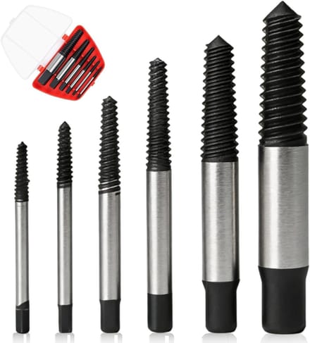 Set van 6 Schroef Extractors voor Beschadigde Schroeven en Bouten van 3-22 mm met Opbergdoos