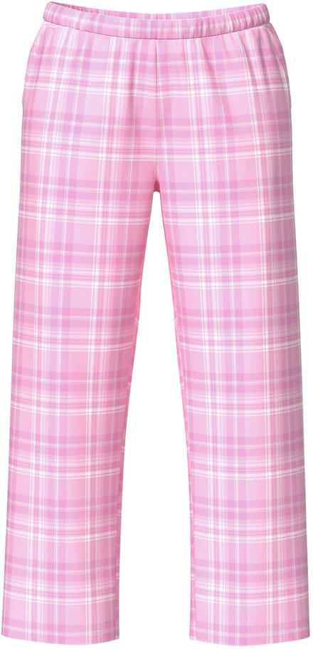 Ulla Popken - Dames - Pyjamabroek ruitpatroon rechte pijpen - Roze - Maat 50+
