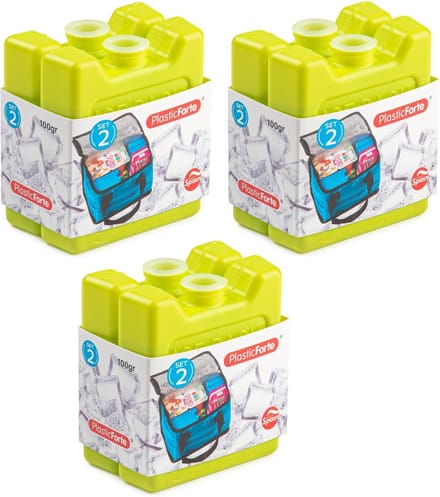 Plasticforte kleine koelelementen - 6x stuks - 100 grams - 7 x 8 cm - groen - plastic