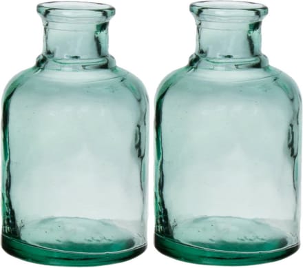 Bellatio Design Bloemenvaas - 2x - helder transparant glas - D12 x H20 cm - vaas