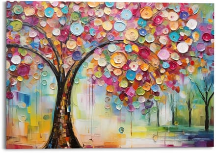 Schilderij Kleurrijke Boom - 100 x 140 - Hout - REINDERS