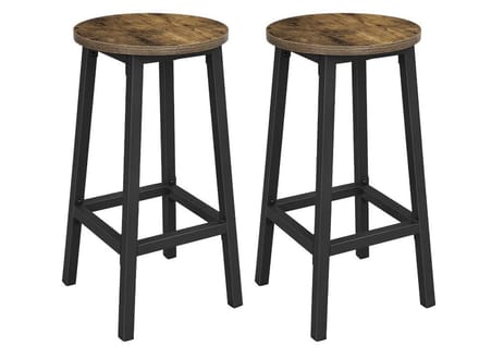 MIRA Home - Barkrukken - Set van 2 - Industrieel - MDF/Metaal - Bruin - 32x65