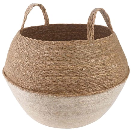 Panier à Plantes en Herbe Marine avec Poignées Blanc Ø 45 x 36 cm 100 % Herbe Marine