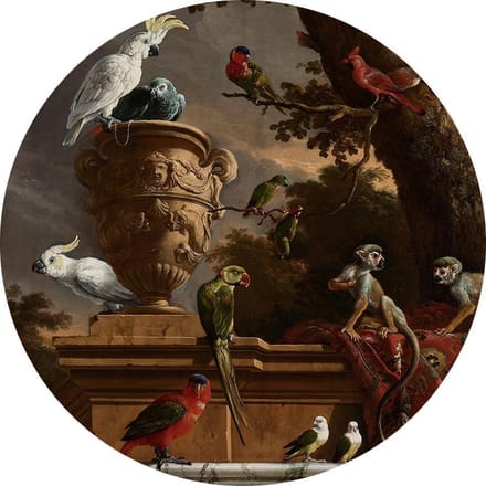 De menagerie, Melchior de Hondecoeter - Foto op Behangcirkel - ⌀ 120 cm