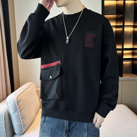 Mode Persoonlijkheid Losse Casual Pullover Trui Mannelijk Middelbare School Middelbare School Student Trendy Top Knap Buiten XXXXL black