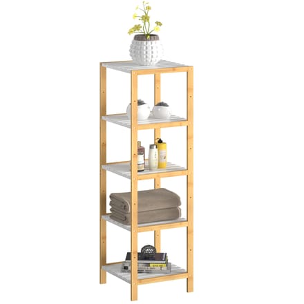 Casaria Kast met 5 planken - Bamboe wit - 140x33x34 cm