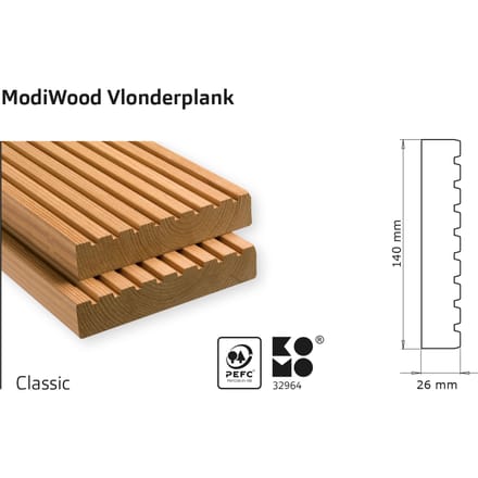 Intergard Vlonderplanken thermisch gemodificeerd Classic 390cm (26x140mm)